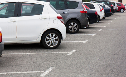 Cars in the parking lot in row