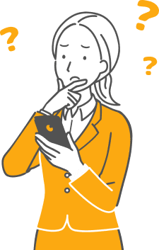 Illustration of woman holding Phone with Questions